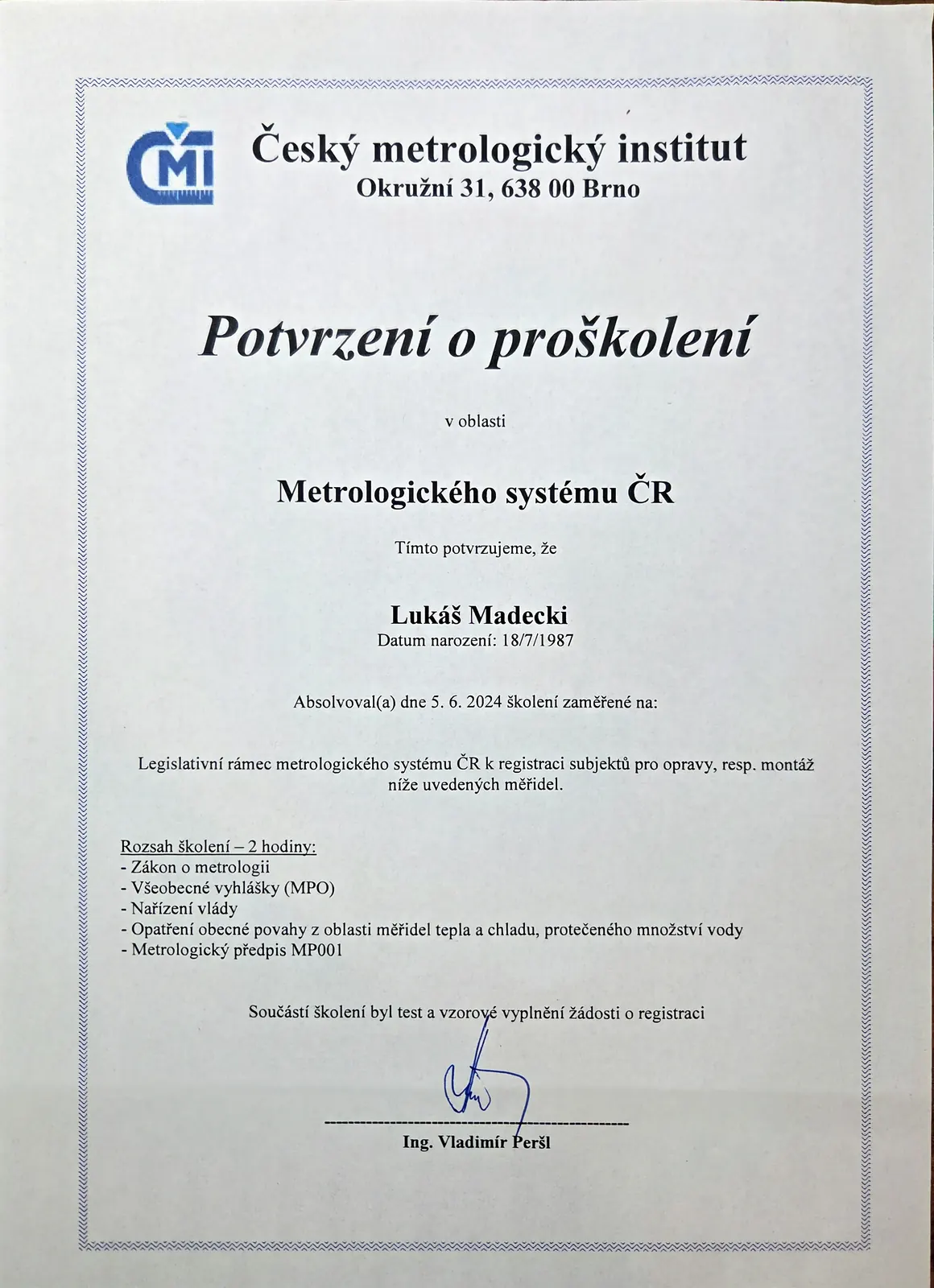 Potvrzení CMI - LM Stavby Rekonstrukce